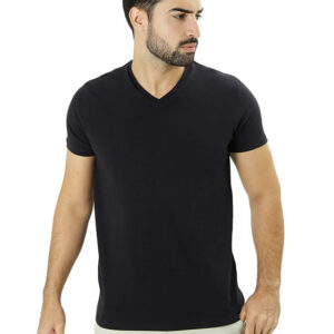 CAMISETA BÁSICA COTTON GOLA V PRETA