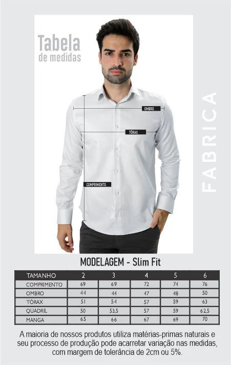 BATA MASCULINA MANGA LONGA COMFORT FIT FLAMÊ LEVE BRANCO. - Imagem 4