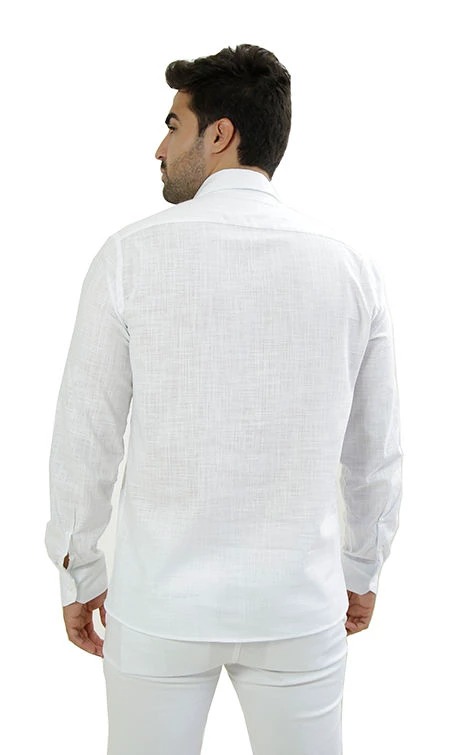 BATA MASCULINA MANGA LONGA COMFORT FIT FLAMÊ LEVE BRANCO. - Imagem 2