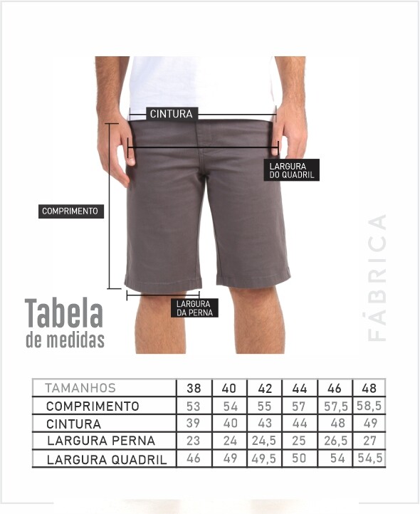 BERMUDA MASCULINA SARJA COM ELASTANO LISA BRANCA - Imagem 4