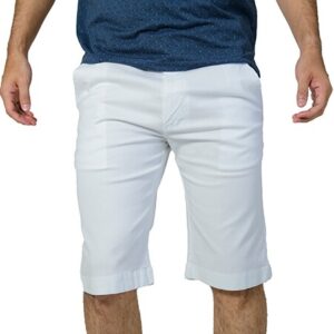 BERMUDA MASCULINA SARJA COM ELASTANO LISA BRANCA
