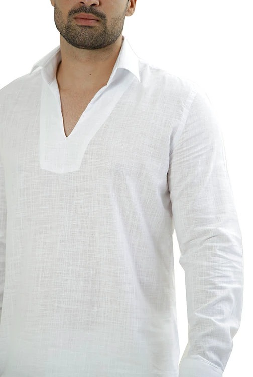 BATA MASCULINA MANGA LONGA COMFORT FIT FLAMÊ LEVE BRANCO. - Imagem 3